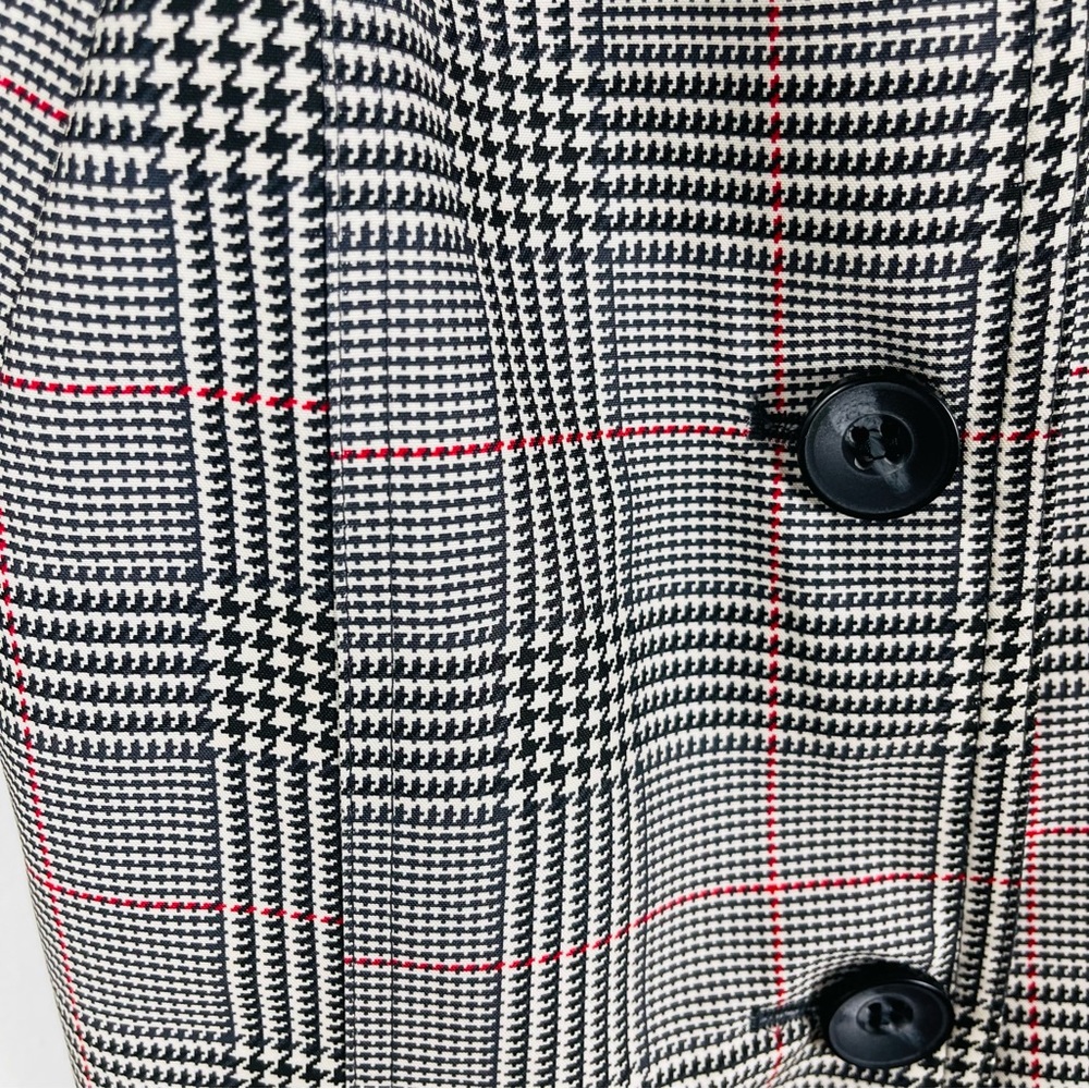 M&S black white plaid houndstooth lightweight trench belted jacket medium - Picture 4 of 9